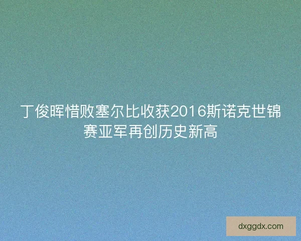 丁俊晖惜败塞尔比收获2016斯诺克世锦赛亚军再创历史新高