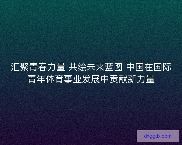 汇聚青春力量 共绘未来蓝图 中国在国际青年体育事业发展中贡献新力量