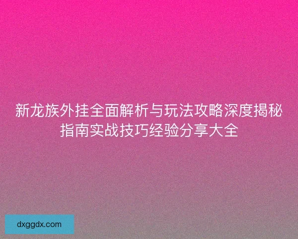 新龙族外挂全面解析与玩法攻略深度揭秘指南实战技巧经验分享大全