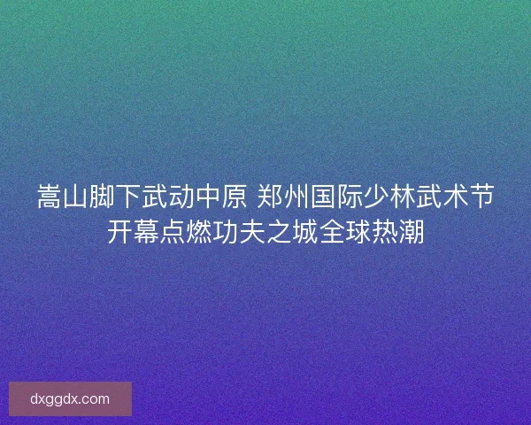 嵩山脚下武动中原 郑州国际少林武术节开幕点燃功夫之城全球热潮